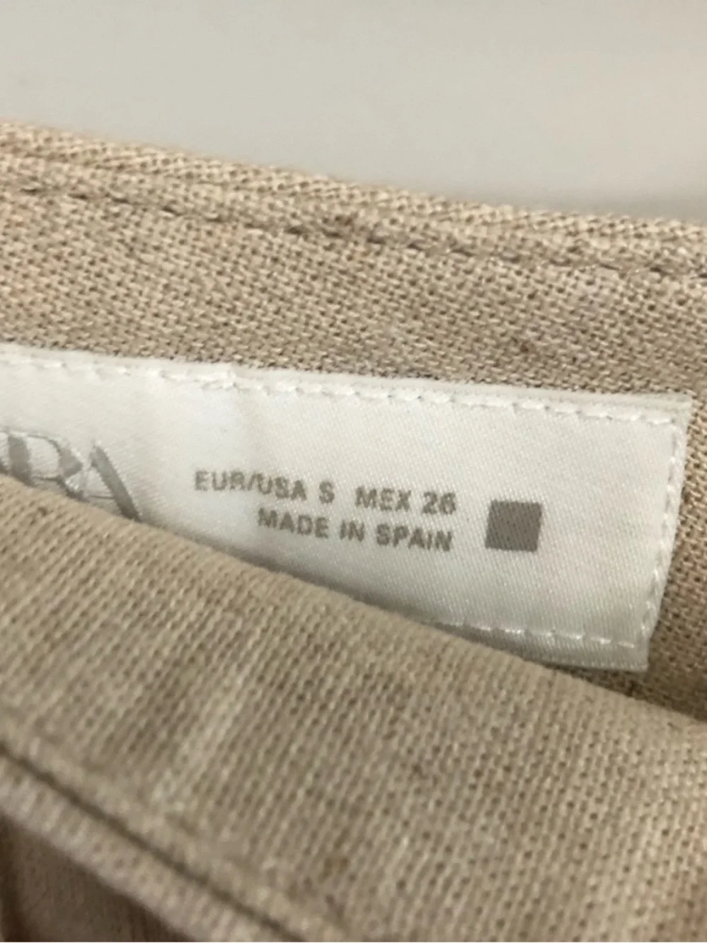Zara Beige Tailored Straight Leg Linen-Blend Trousers